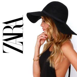 💋HOT ITEM!💋 STUNNING 100% Wool Wide Brimmed Flapy Fedora Hat in Black